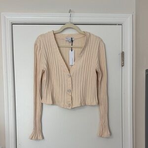 Michael Stars Chalk Ribbed Cardigan, size M.